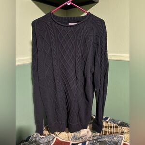 L.L Bean Signature Mens Cable Knit Fisherman Sweater size XL Black